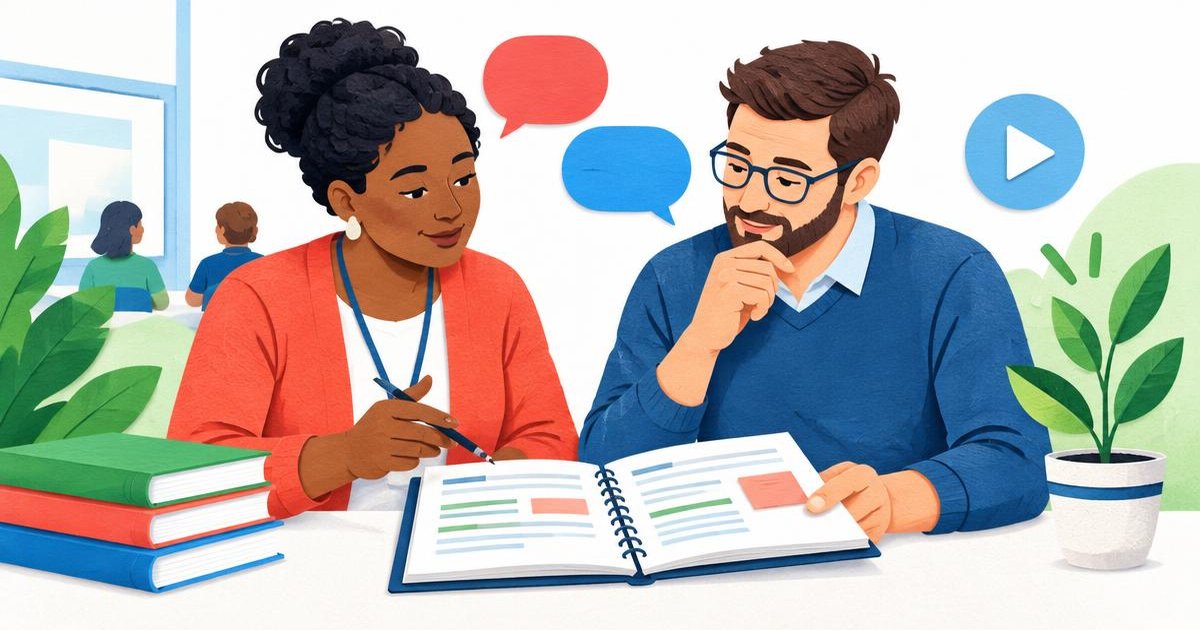Illustration of educators collaborating on instructional coaching