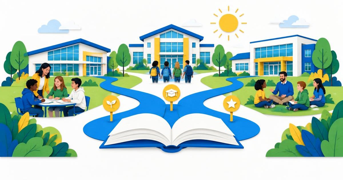 Illustration of connected schools and personalized learning pathways